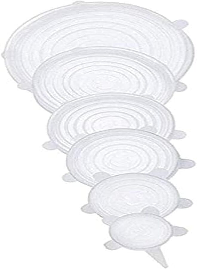 Spaceshoop Silicone stretch lids - 6 pack - silicone covers for fresh food & leftovers - keep food fresh
