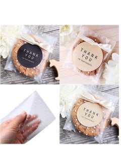 SYOSI Self Adhesive Cookie Bags, 100 Pcs Cellophane Treat Bags White Polka Dot Sealing Packaging Bags OPP Plastic Pastry Bag for Bakery Candy Cookie Chocolate 4" x 4"  - Image 2
