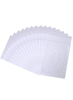SYOSI Self Adhesive Cookie Bags, 100 Pcs Cellophane Treat Bags White Polka Dot Sealing Packaging Bags OPP Plastic Pastry Bag for Bakery Candy Cookie Chocolate 4" x 4"  - Image 1