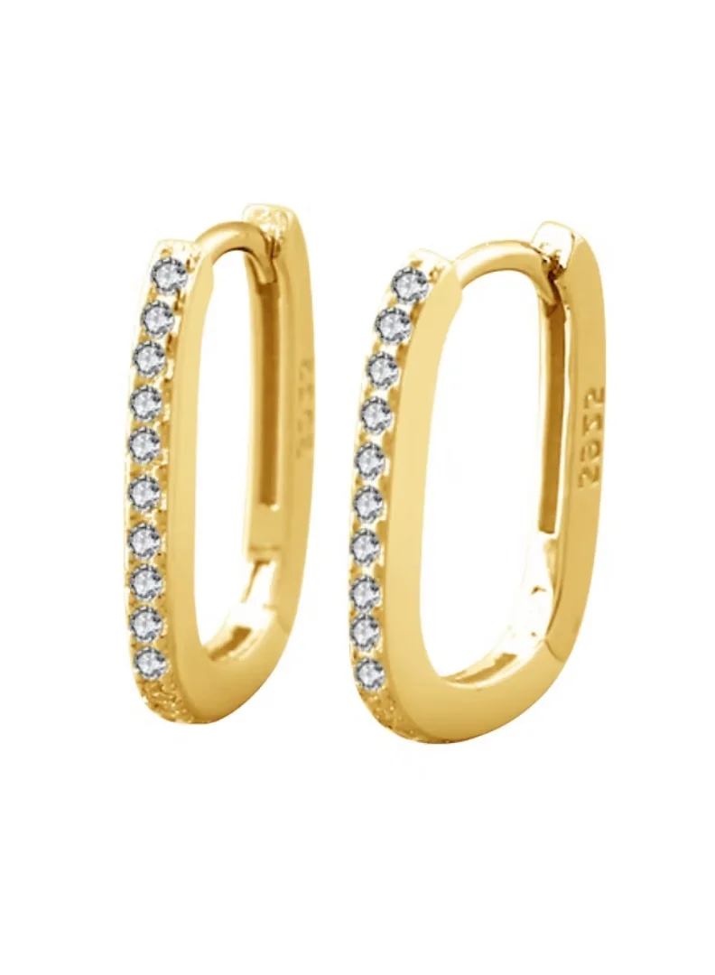 هزمير جولري Gold Sparkle Huggies in Gold Plated Sterling Silver