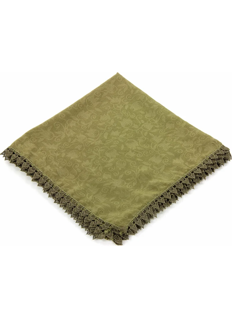 İhvan Ikhvan Scalloped Patterned Square Scarf Khaki