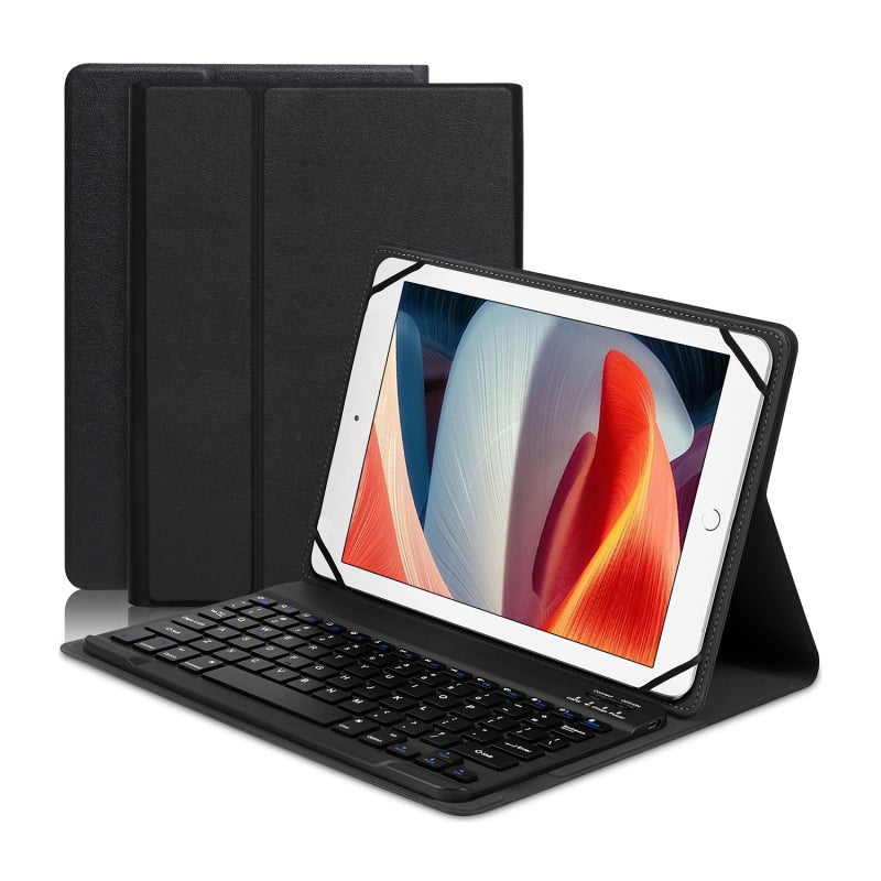 Bluetooth Keyboard: 10-Meter Bluetooth 3.0 Range, Backlit QWERTY Layout, PU Leather & ABS Plastic Construction - Long 60-Hour Battery Life, 80-Day Standby, Universal Compatibility - Protective Tablet - Image 1