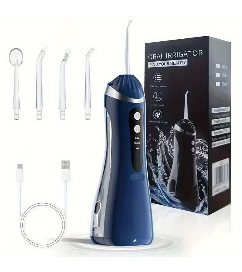 Cordless Electric Water Flosser Portable Oral Irrigator With 3 Modes And 4 Nozzles For Home Oral Care Business Travel Gift Options Teeth Cleaner White - Image 1