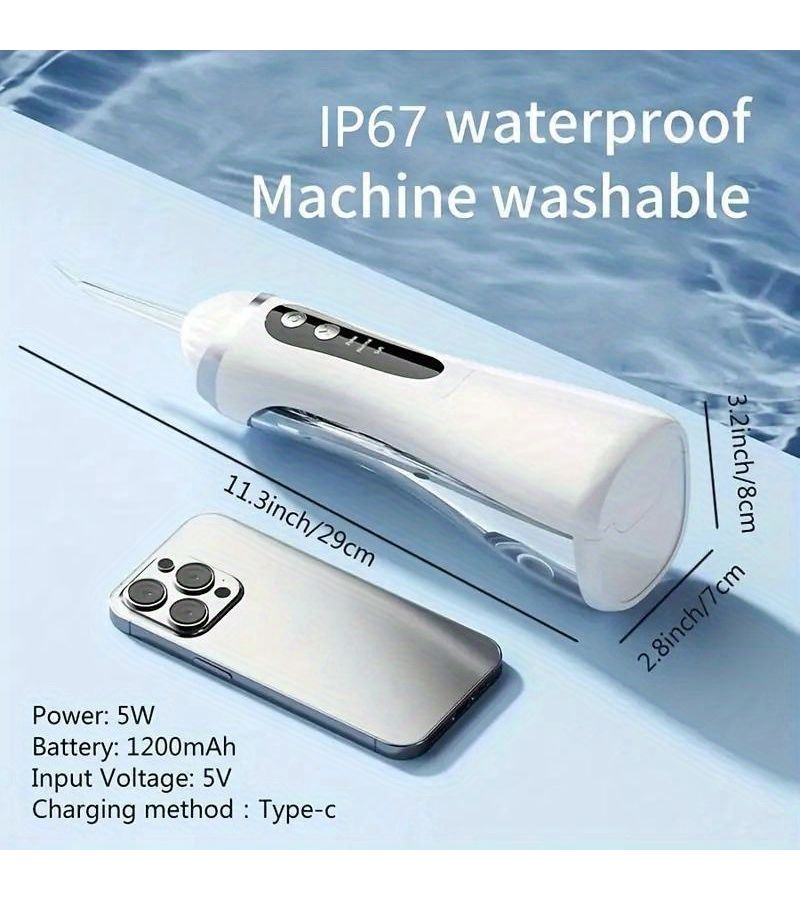 Cordless Electric Water Flosser Portable Oral Irrigator With 3 Modes And 4 Nozzles For Home Oral Care Business Travel Gift Options Teeth Cleaner White - Image 5