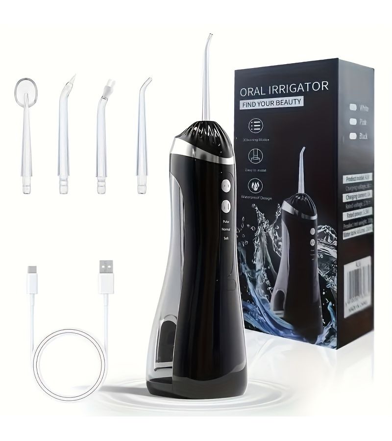 Cordless Electric Water Flosser Portable Oral Irrigator With 3 Modes And 4 Nozzles For Home Oral Care Business Travel Gift Options Teeth Cleaner White - Image 4