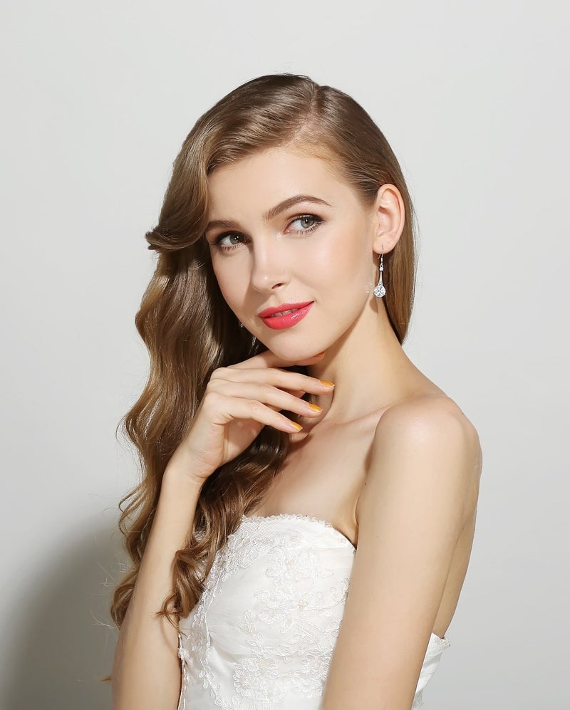 SBLING Platinum-Plated Cubic Zirconia Tear Drop Earrings - Image 4