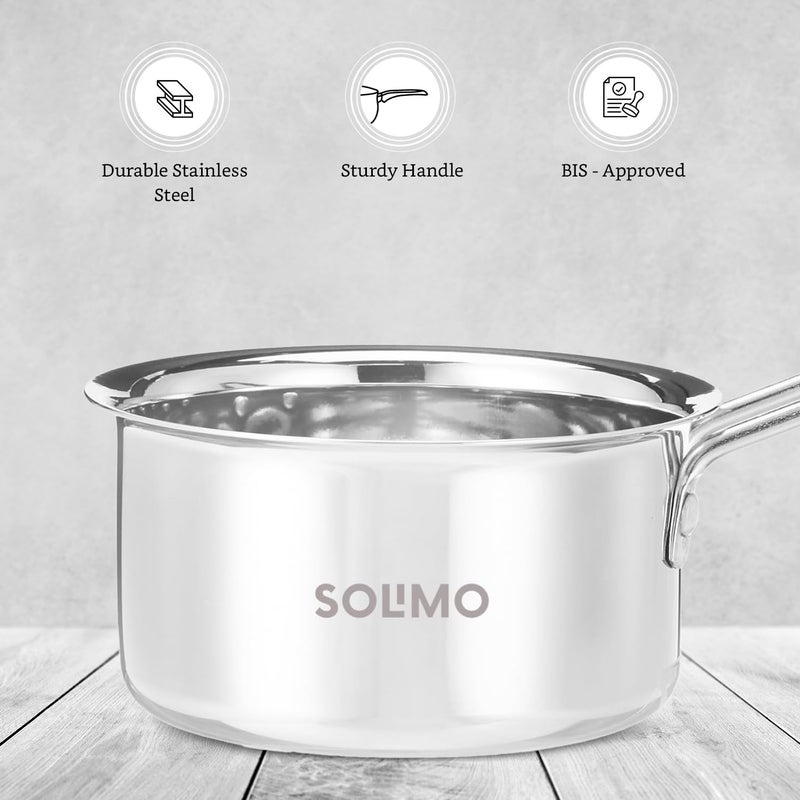 Brand - Solimo Solimo Stainless Steel Sauce PanMilk Pan BISApproved I 14cm I 800ml I Silver - Image 3