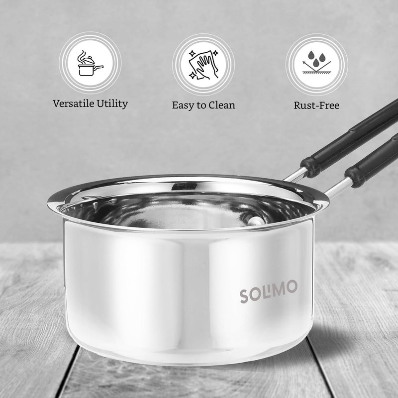 Brand - Solimo Solimo Stainless Steel Sauce PanMilk Pan BISApproved I 14cm I 800ml I Silver - Image 4