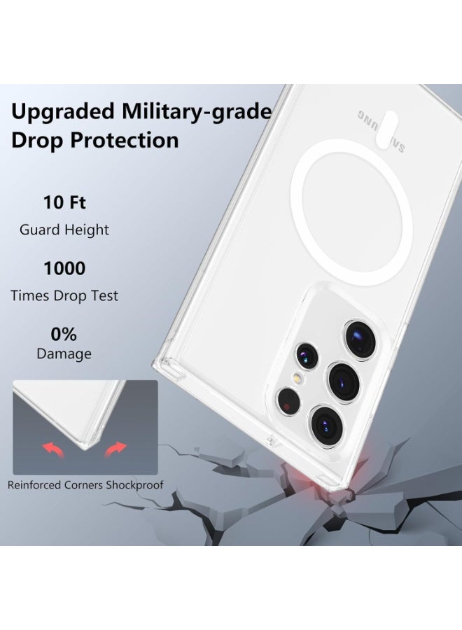 MUNTAQI حافظة ماغسيف الشفافة لهاتف سامسونج جالاكسي S22 ألترا – غلاف رفيع شفاف مضاد للصدمات، متوافق مع الشحن اللاسلكي، حافظة هاتف شفافة مقاومة للاصفرار لهاتف سامسونج S22 ألترا 5G - Image 2