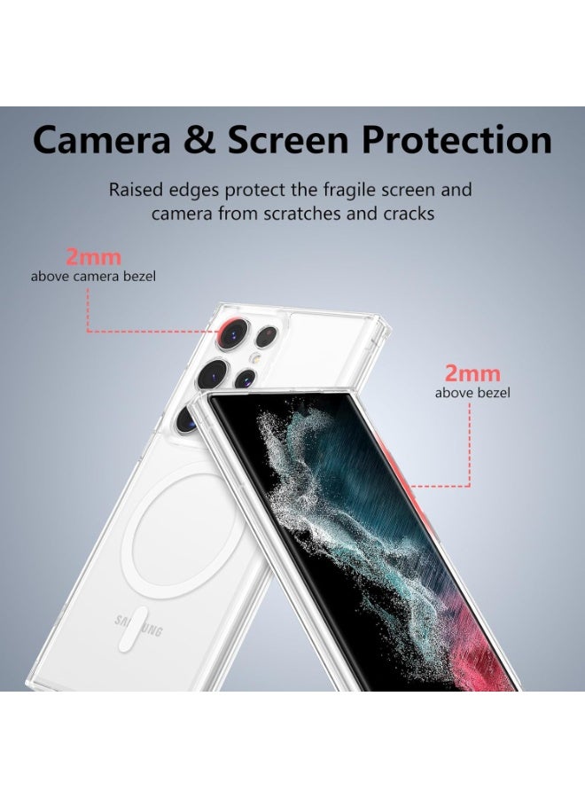 MUNTAQI حافظة ماغسيف الشفافة لهاتف سامسونج جالاكسي S22 ألترا – غلاف رفيع شفاف مضاد للصدمات، متوافق مع الشحن اللاسلكي، حافظة هاتف شفافة مقاومة للاصفرار لهاتف سامسونج S22 ألترا 5G - Image 3