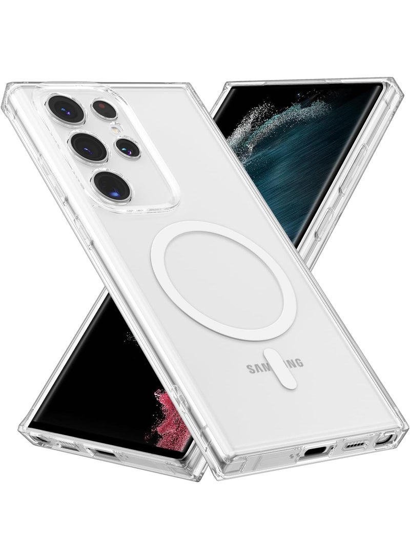 MUNTAQI حافظة ماغسيف الشفافة لهاتف سامسونج جالاكسي S22 ألترا – غلاف رفيع شفاف مضاد للصدمات، متوافق مع الشحن اللاسلكي، حافظة هاتف شفافة مقاومة للاصفرار لهاتف سامسونج S22 ألترا 5G - Image 1