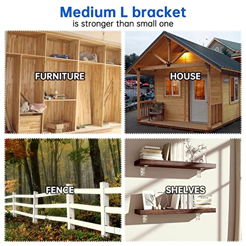 KOMOHOM （15-Pack） Heavy Duty 12-Gauge Galvanized Steel L Brackets, 3"x3" Angle Iron Corner Braces for Wood Furniture, Bed Frames, Shelving & Timber Projects (90 Degree L-Shape Metal Brackets) - Image 2