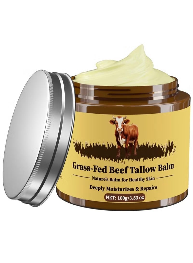 HTKCRX Beef Tallow for Skin, Tallow and Honey Balm, Facial Moisturizer Cream, 100% Organic Grass Fed Whipped Beef Tallow Balm Deeply Moisturizing for Face & Body, Suitable For All Skin Types(3.53oz) - Image 1