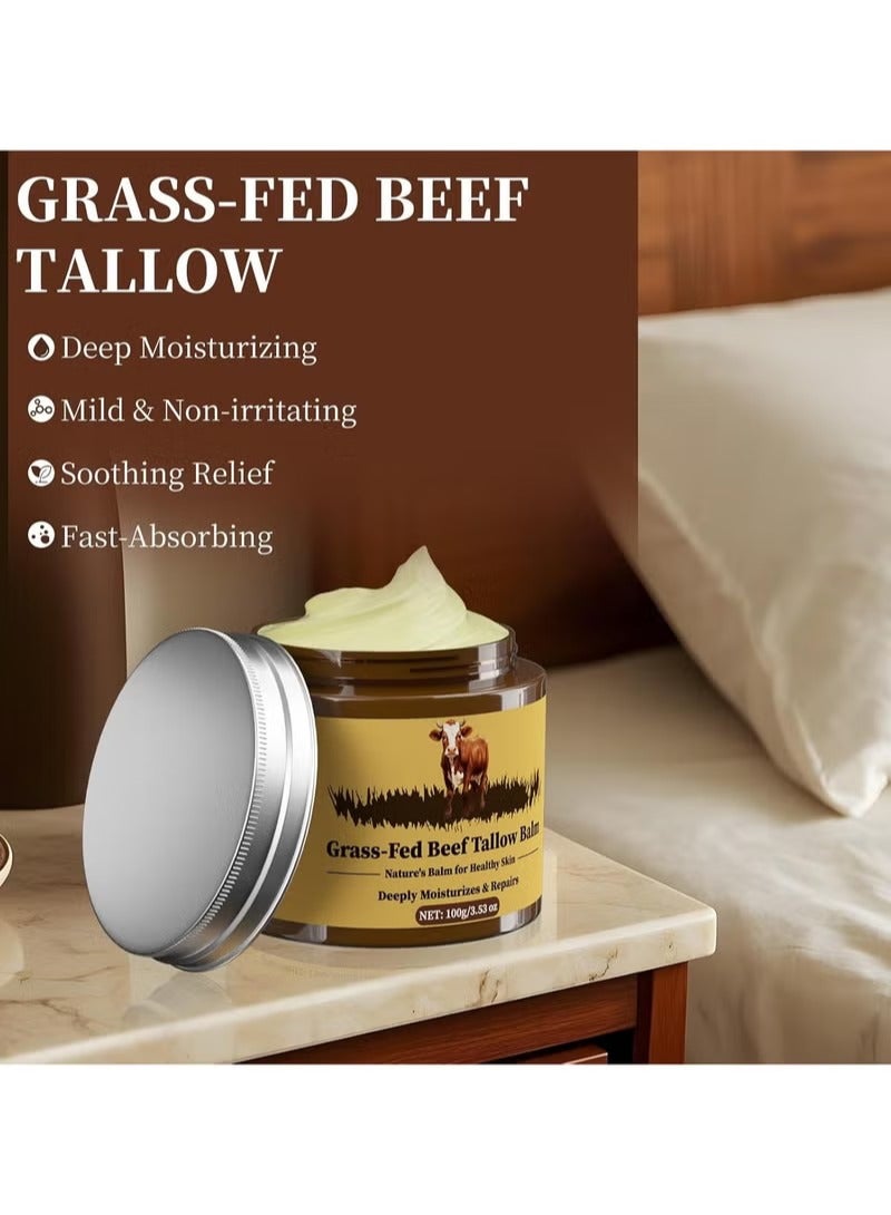 HTKCRX Beef Tallow for Skin, Tallow and Honey Balm, Facial Moisturizer Cream, 100% Organic Grass Fed Whipped Beef Tallow Balm Deeply Moisturizing for Face & Body, Suitable For All Skin Types(3.53oz) - Image 5