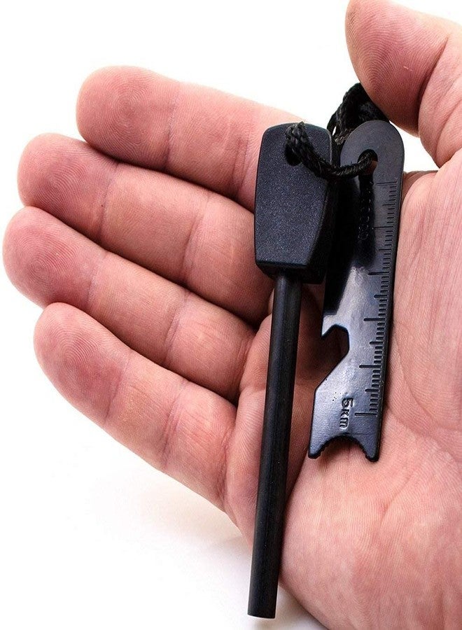 Linist Magnesium Spark Fire Starter, Thick Bushcraft Survival Firesteel Rod with Flint Striker Ruler Serrated Striker Rapid Camp Fire Maker Kit Serrated Edge with Bottle Opener - Image 3