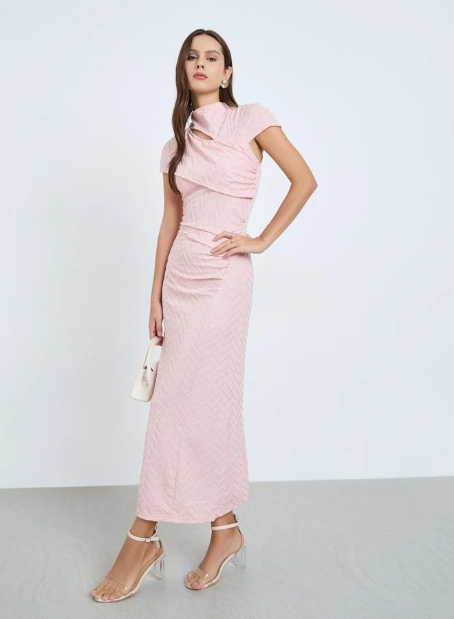 Take Two Light Pink Textured Wrap Maxi Dress