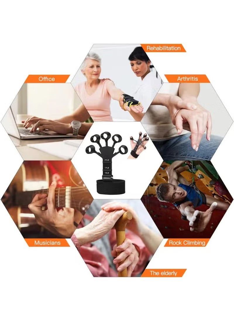 Grip Strength trainer kit with finger exerciser hand grip strengthener hand extension exerciser stress relief ball and forearm workout ring for muscle building and Injury recover - Image 3