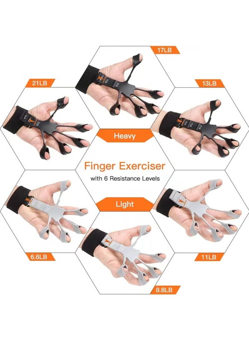 Grip Strength trainer kit with finger exerciser hand grip strengthener hand extension exerciser stress relief ball and forearm workout ring for muscle building and Injury recover - Image 4