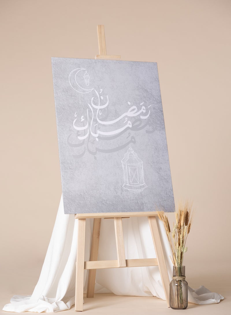 لوحة كانفاس على إطار خشبي بتصميم رضمان مبارك مع فانوس رمضان - Image 3