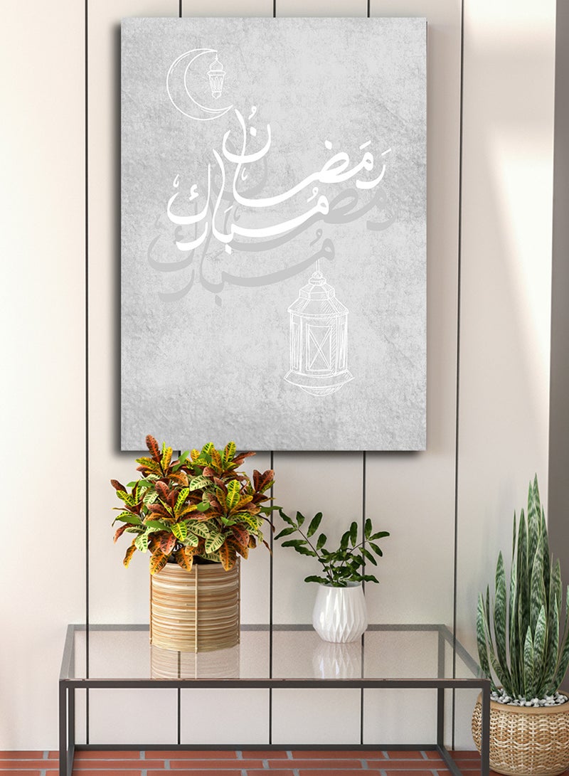 لوحة كانفاس على إطار خشبي بتصميم رضمان مبارك مع فانوس رمضان - Image 5