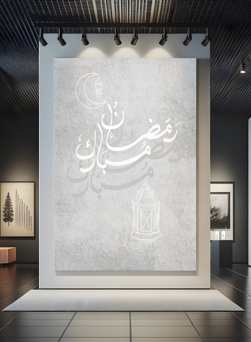لوحة كانفاس على إطار خشبي بتصميم رضمان مبارك مع فانوس رمضان - Image 4