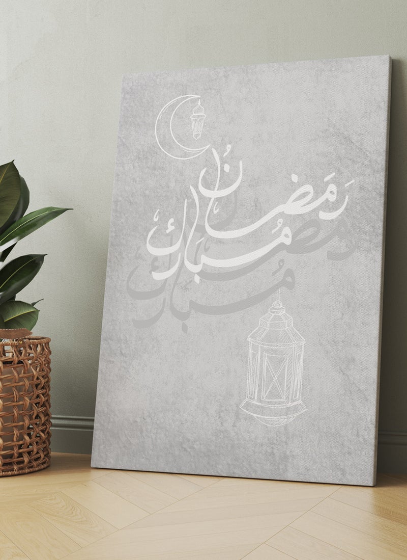 لوحة كانفاس على إطار خشبي بتصميم رضمان مبارك مع فانوس رمضان - Image 2