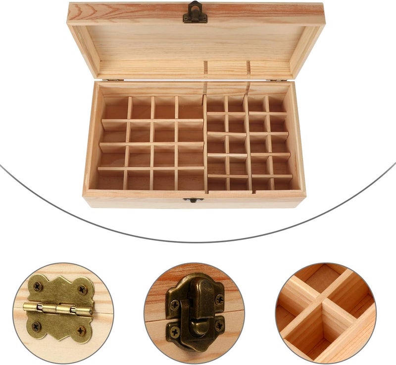 كلاراكو صندوق تخزين خشبي للزيوت العطرية من كلاركو، 36 فتحة، علبة خشبية لتخزين الزيوت العطرية، تتسع لحمل زجاجات الزيوت - Image 5