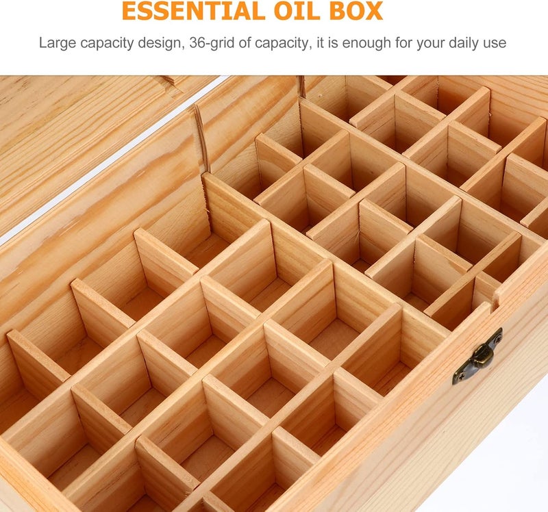 كلاراكو صندوق تخزين خشبي للزيوت العطرية من كلاركو، 36 فتحة، علبة خشبية لتخزين الزيوت العطرية، تتسع لحمل زجاجات الزيوت - Image 4