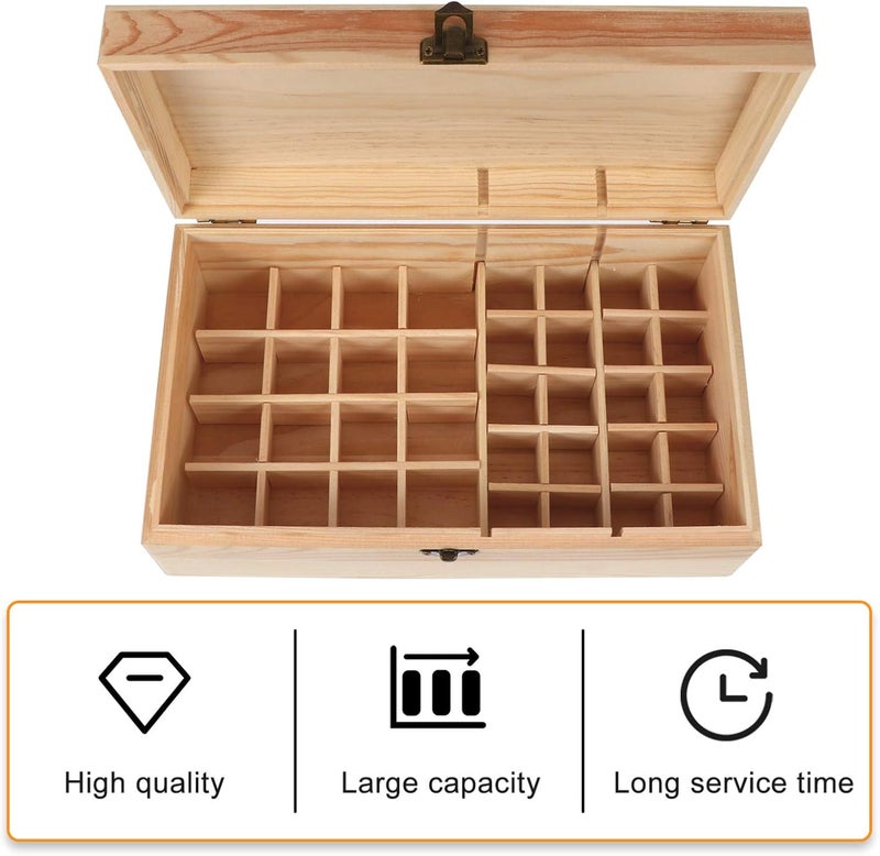 كلاراكو صندوق تخزين خشبي للزيوت العطرية من كلاركو، 36 فتحة، علبة خشبية لتخزين الزيوت العطرية، تتسع لحمل زجاجات الزيوت - Image 3