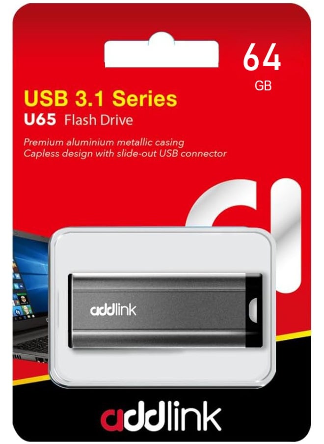 64GB USB 3.1 Flash Drive U65 SuperSpeed USB 3.1 Gen 1 with slide out USB connector