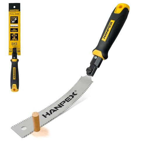Hanpex Mini Japanese Double Edge Pull Hand Saw 7" - SK5 Flush Cut Woodworking With Flexible Blade - 14 TPI / 17 TPI - Image 1