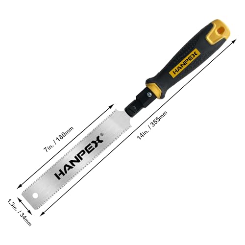 Hanpex Mini Japanese Double Edge Pull Hand Saw 7" - SK5 Flush Cut Woodworking With Flexible Blade - 14 TPI / 17 TPI - Image 5