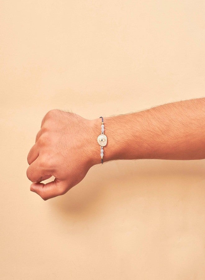 SALTY Mens Guardian Gaze Pearl Evil Eye Designer Thread Bracelet | Festive Stylish Hand Band Gift Pack for Sister, Jewelry Accessories Bracelet | Symbol of Sibling Love & Protection | Gift for Valentine Day - Image 2