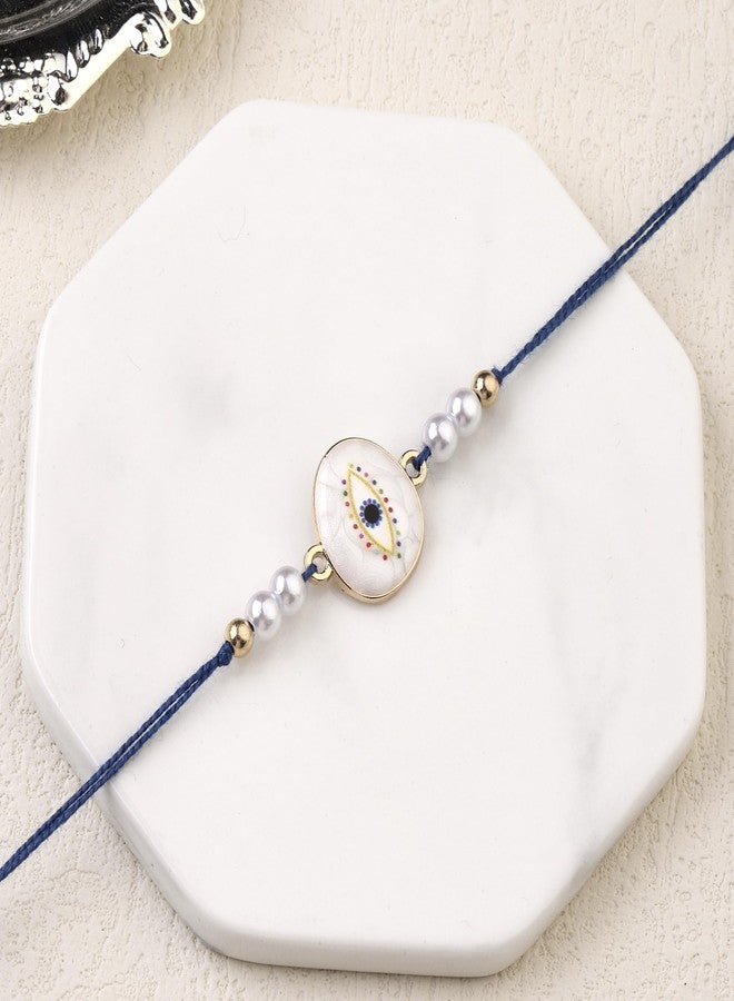 SALTY Mens Guardian Gaze Pearl Evil Eye Designer Thread Bracelet | Festive Stylish Hand Band Gift Pack for Sister, Jewelry Accessories Bracelet | Symbol of Sibling Love & Protection | Gift for Valentine Day - Image 3