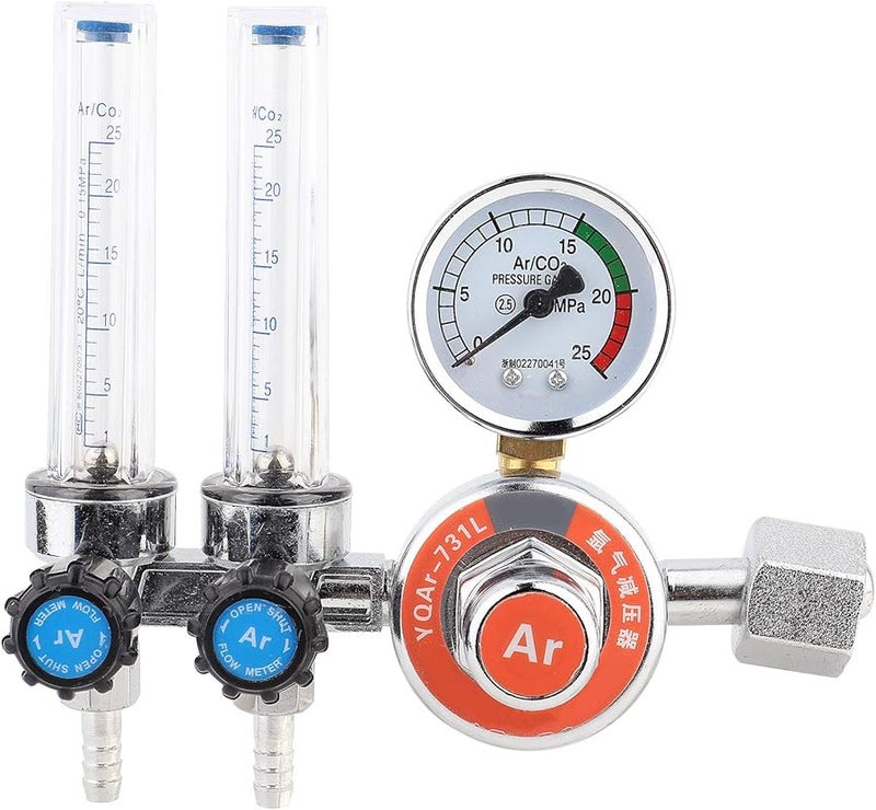 Zinc Alloy Argon Pressure Regulator Dual Tube High Precision Welding Equipment G5 8in Female Thread - Image 1