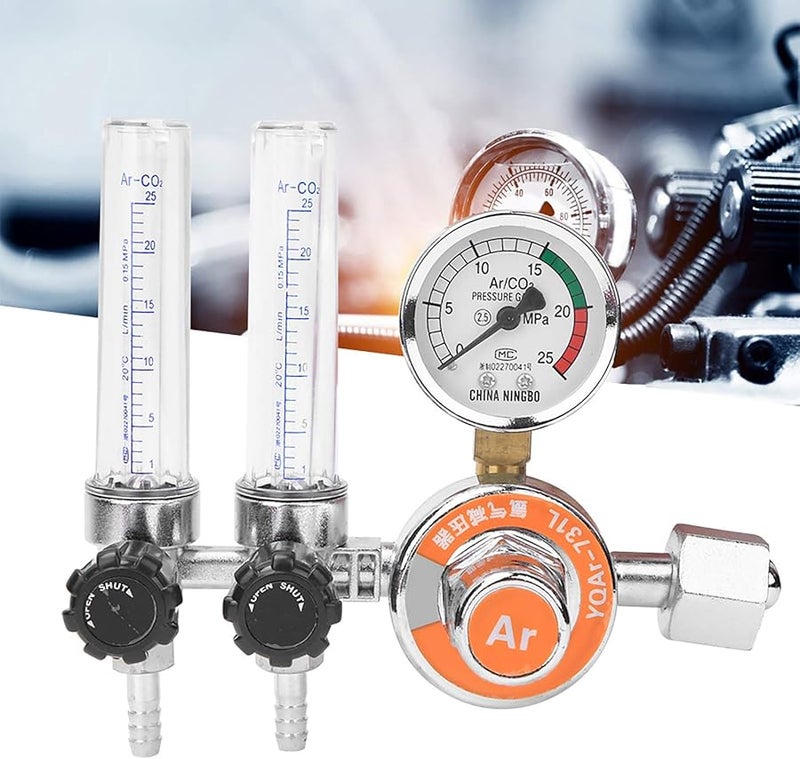 Zinc Alloy Argon Pressure Regulator Dual Tube High Precision Welding Equipment G5 8in Female Thread - Image 4