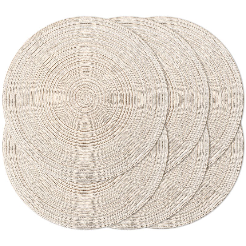 Noctiflorous Noctiflorous 15 Inch Round Placemats Set of 6 Durable Braided Woven Heat Resistant Table Mats for Indoor Outdoor Non Slip Dining Table Place MatsBeige 6