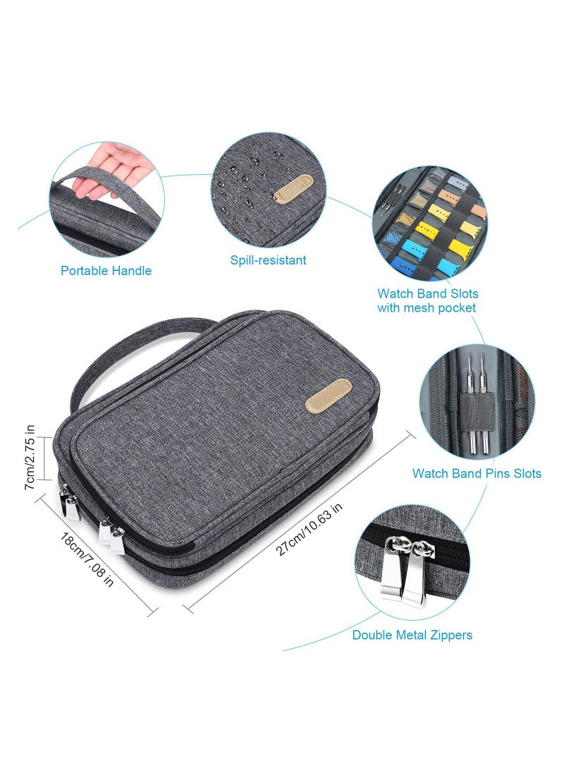 36 Watch Bands Storage Case, Spill-resistant Watch Band Organizer Bag, Watch Straps Carrying Holder Pouch for Apple Watch Bands, Watch Band Pin and Other Accessories (Grey) - Image 2