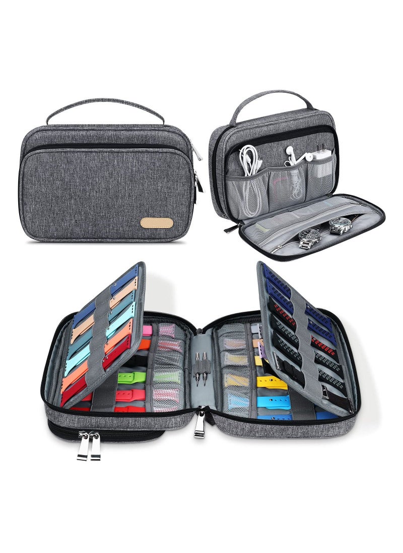 36 Watch Bands Storage Case, Spill-resistant Watch Band Organizer Bag, Watch Straps Carrying Holder Pouch for Apple Watch Bands, Watch Band Pin and Other Accessories (Grey) - Image 1