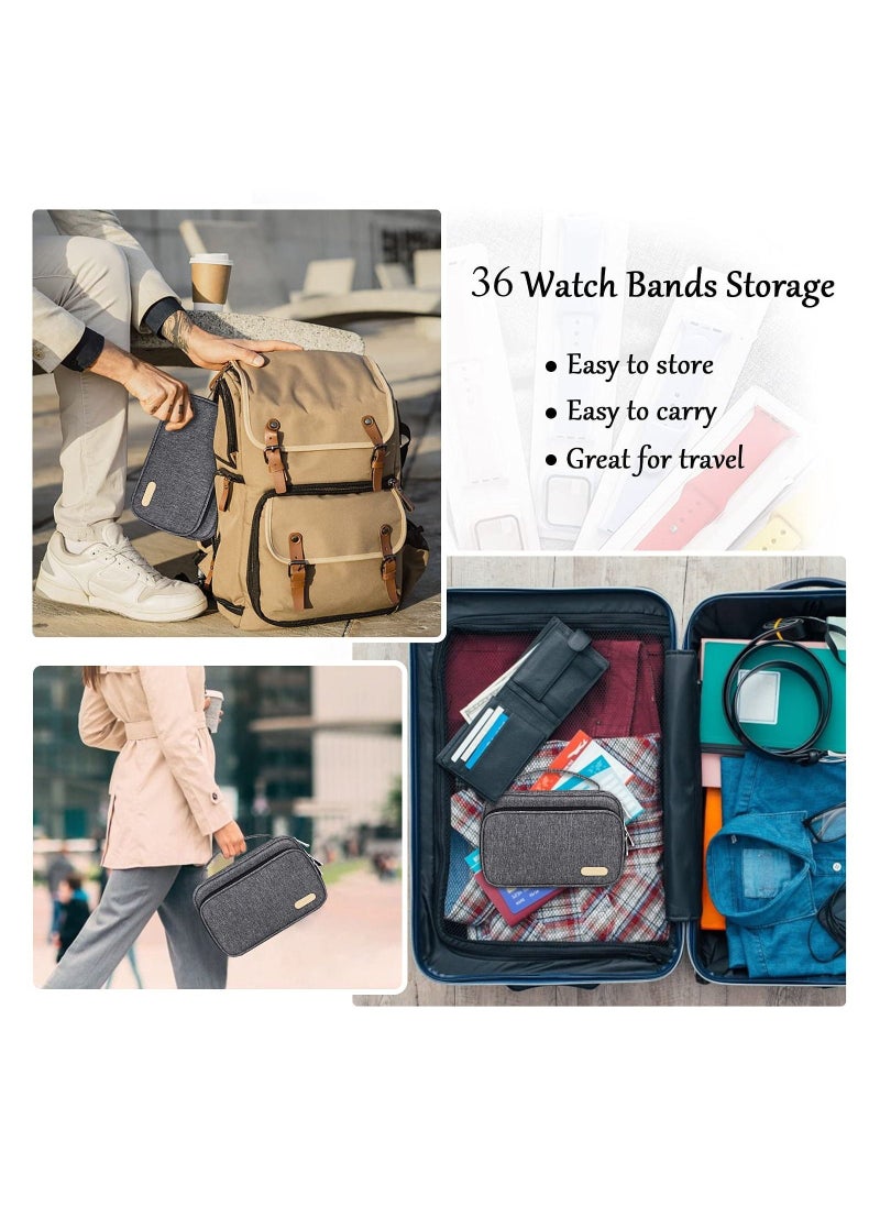 36 Watch Bands Storage Case, Spill-resistant Watch Band Organizer Bag, Watch Straps Carrying Holder Pouch for Apple Watch Bands, Watch Band Pin and Other Accessories (Grey) - Image 3