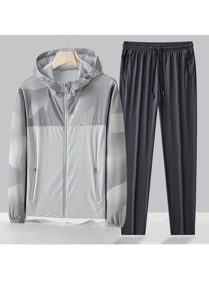 KUYING Loose Fitting Ice Silk Pants Quick Drying Sports Set