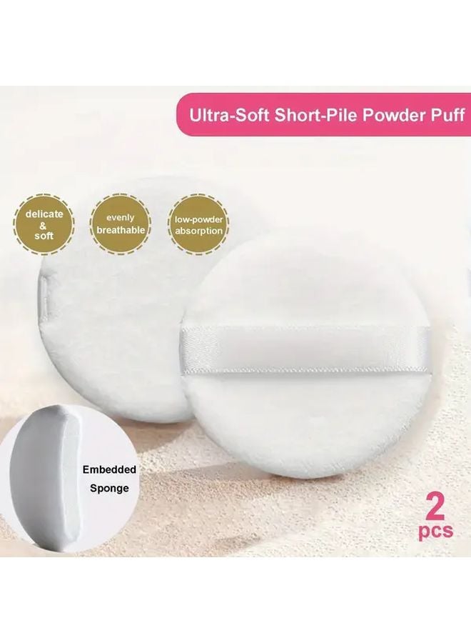 قطعتان ورديتان، قطعتان بيضاء، مساحيق كبيرة ناعمة ورقيقة مخملية للمسحوق السائب والتلك. - Image 4