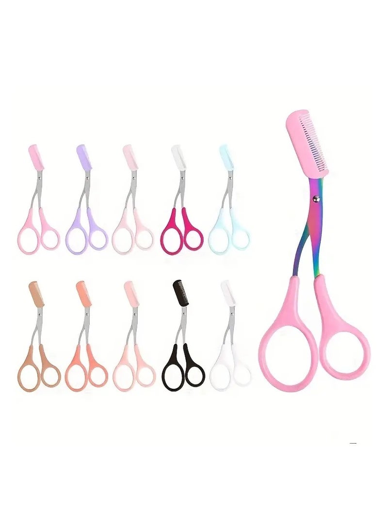 Eyebrow Trimmer Scissor With Comb Hair Removal Grooming Shaping Stainless Steel Eyebrow Remover Makeup Tool -Black