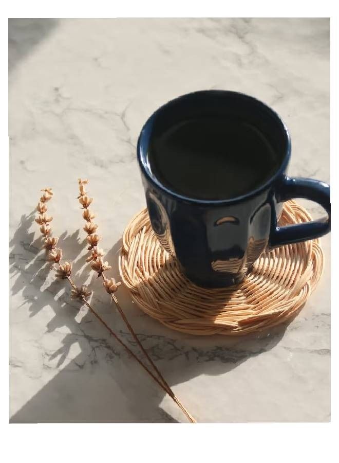 بوهو كوستر مج  بتصميم دائري  مصنوع  يدوياً من الخيزران - Image 4