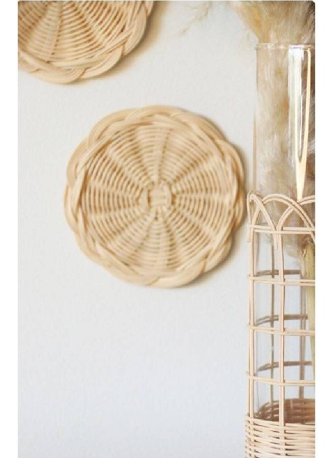 بوهو كوستر مج  بتصميم دائري  مصنوع  يدوياً من الخيزران - Image 3