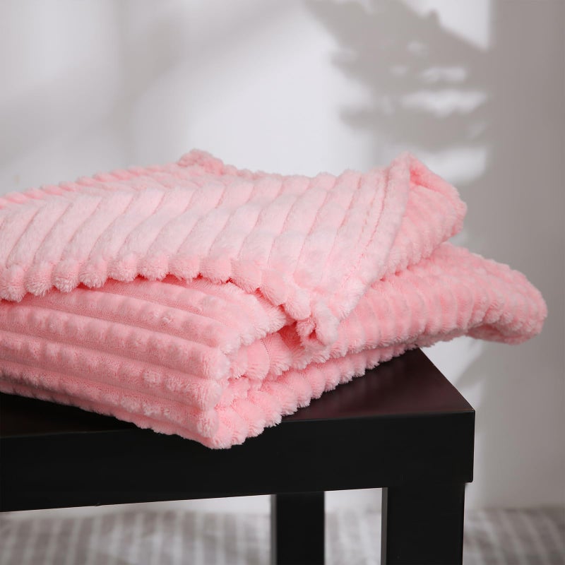 Puncuntex Light Pink Flannel Fleece Throw Blanket 50"Ã—60",Soft Plush Cozy Valentines Blankets,Birthday Gifts for Mom,Women,Mothers Day with Square Grid Design for Couch Sofa Chair - Image 5