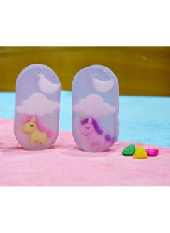 Soap With Unicorn Eraser| Handmade/Handcrafted & Hand Cut| Kids Friendly Organic Soap For All Skin With Moon And Star Details (120 Gms Approx.)(Unicorn Pack Of 2)