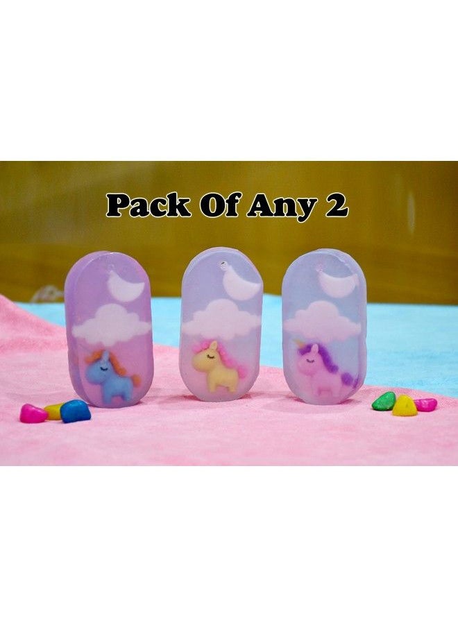 The Little Lookers Soap With Unicorn Eraser| Handmade/Handcrafted & Hand Cut| Kids Friendly Organic Soap For All Skin With Moon And Star Details (120 Gms Approx.)(Unicorn Pack Of 2)  - Image 3