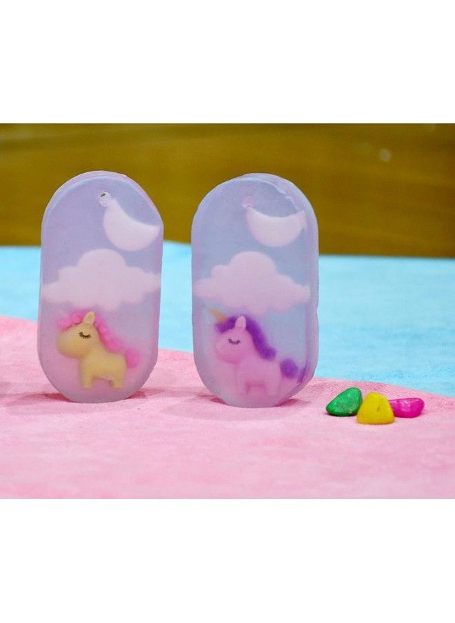The Little Lookers Soap With Unicorn Eraser| Handmade/Handcrafted & Hand Cut| Kids Friendly Organic Soap For All Skin With Moon And Star Details (120 Gms Approx.)(Unicorn Pack Of 2)  - Image 2