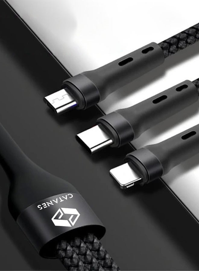 CATANES 3 in 1 Data Cable Fashion Style Fast Charging Data Cable Triple USB Cable Extension Cable 1M - Image 1